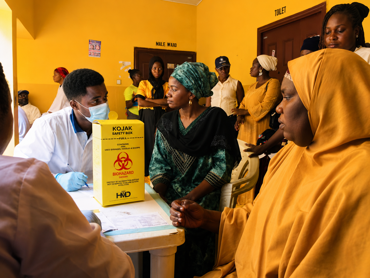 Healthcare outreach team consulting a community member